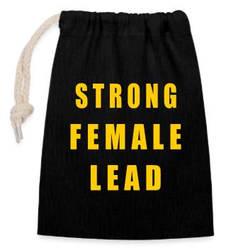 Strong female lead - Verschließbarer Geschenkbeutel aus Baumwolle (14x20cm) - Schwarz - Vorne