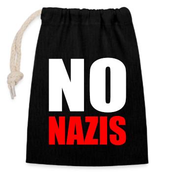 Pas de nazis - Sac cadeau en coton avec cordon (14 x 20 cm) - noir - Devant