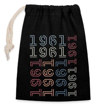 Né en 1961 Cadeau Anniversaire 1961 Retro 1961 - Sac cadeau en coton avec cordon (14 x 20 cm) - noir - Devant