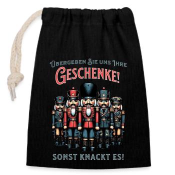 Nussknacker Armee will meine Geschenke haben - Verschließbarer Geschenkbeutel aus Baumwolle (14x20cm) - Schwarz - Vorne