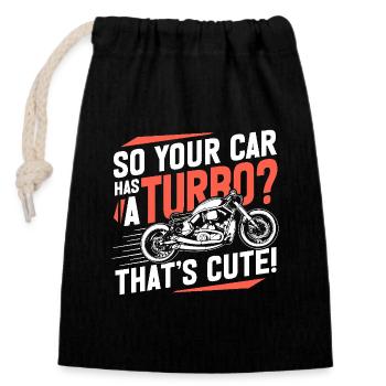 Bobber Motorcycle Racing Motorcyclist Saying - Closable cotton gift bag (14x20cm) - black - Front