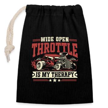 Full Throttle Is My Therapy - Drag Car Racing - Closable cotton gift bag (14x20cm) - black - Front