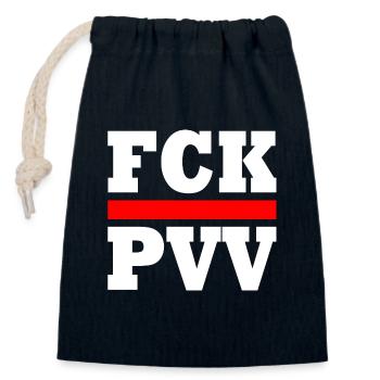 Fck pvv - Sac cadeau en coton avec cordon (14 x 20 cm) - bleu marine - Devant