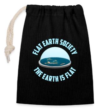 Flat Earth Society | The earth is flat - Verschließbarer Geschenkbeutel aus Baumwolle (14x20cm) - Schwarz - Vorne