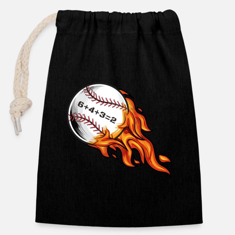 Baseball 6432 Double Play 6+4+3=2 Softball Mathematik - Verschließbarer Geschenkbeutel aus Baumwolle (14x20cm) - Schwarz