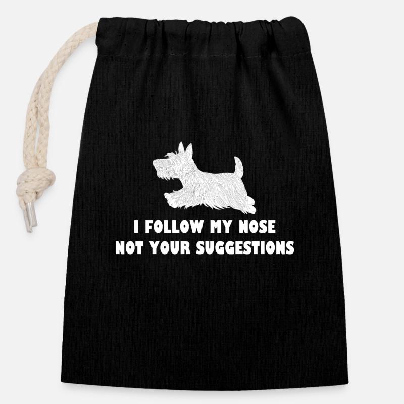 Scottish Terrier je suis mon nez - Sac cadeau en coton avec cordon (14 x 20 cm) - noir