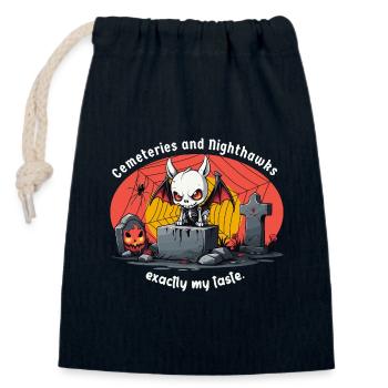 Cemeteries and night owls - Closable cotton gift bag (14x20cm) - navy - Front