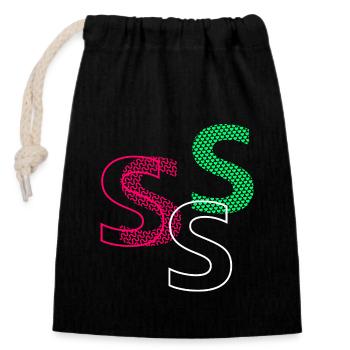 Lettre S - Sac cadeau en coton avec cordon (14 x 20 cm) - noir - Devant
