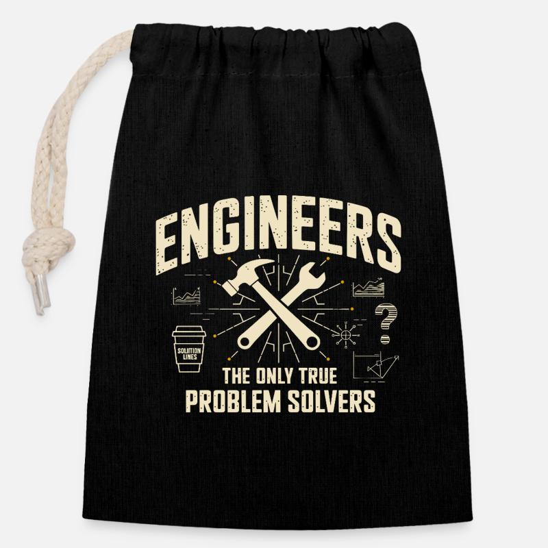 Engineers The True Problem Solvers für einen - Verschließbarer Geschenkbeutel aus Baumwolle (14x20cm) - Schwarz
