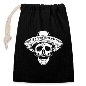Crâne mexicain - Sac cadeau en coton avec cordon (14 x 20 cm) - noir - Devant