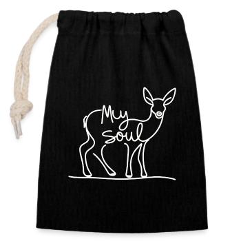 Cerf my soul dessin minimaliste nature ligne art - Closable cotton gift bag (14x20cm) - black - Front