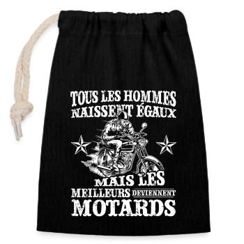 Tous Les Hommes Naissent Egaux Mais Les Meilleur - Sac cadeau en coton avec cordon (14 x 20 cm) - noir - Devant