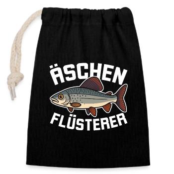 Äschen Flüsterer - Verschließbarer Geschenkbeutel aus Baumwolle (14x20cm) - Schwarz - Vorne