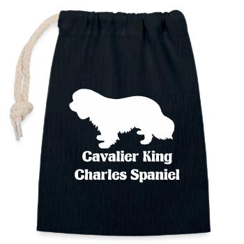 Cavalier King Charles Spaniel Silhouette - Verschließbarer Geschenkbeutel aus Baumwolle (14x20cm) - Navy - Vorne
