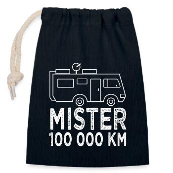 Camping Monsieur 100 000 km cadeau camping car - Sac cadeau en coton avec cordon (14 x 20 cm) - bleu marine - Devant