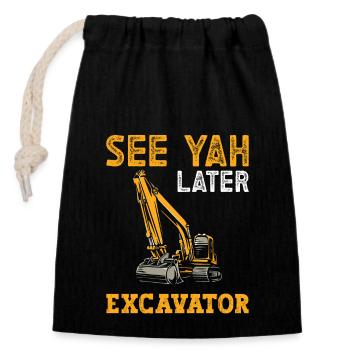 Excavator Driver Excavator School - Closable cotton gift bag (14x20cm) - black - Front