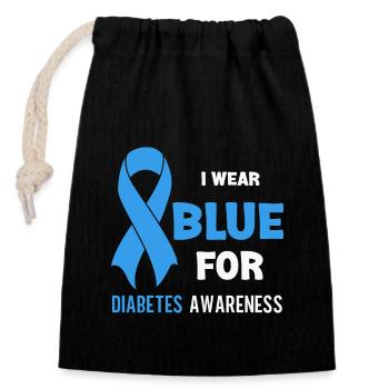 Diabetes Awareness Blue Diabetes Band Diabetes - Closable cotton gift bag (14x20cm) - black - Front