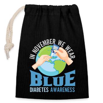 Diabetes Awareness Blue Diabetes Band Diabetes - Closable cotton gift bag (14x20cm) - black - Front