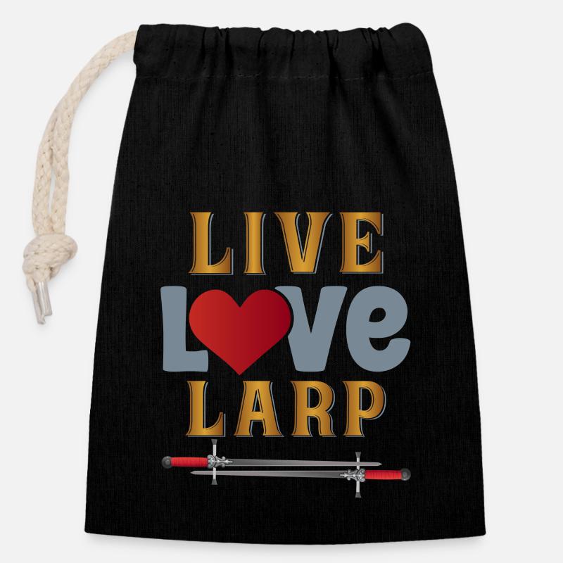 Larp Larper Larping Live Action Rollenspiel - Verschließbarer Geschenkbeutel aus Baumwolle (14x20cm) - Schwarz