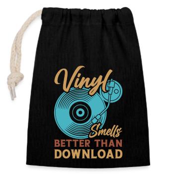 Retro Vinyl Collection Record Turntable - Closable cotton gift bag (14x20cm) - black - Front