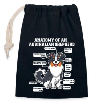 Berger australien Aussie Papa Aussie Maman - Sac cadeau en coton avec cordon (14 x 20 cm) - bleu marine - Devant