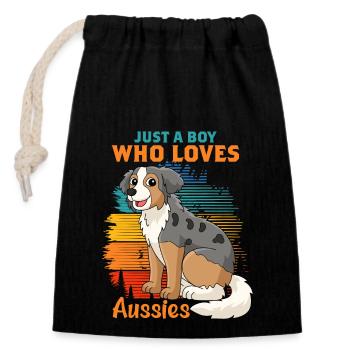 Chien de berger australien - Sac cadeau en coton avec cordon (14 x 20 cm) - noir - Devant