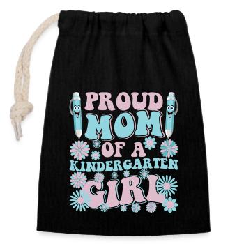 Proud mother of a kindergarten girl! Daughter - Closable cotton gift bag (14x20cm) - black - Front