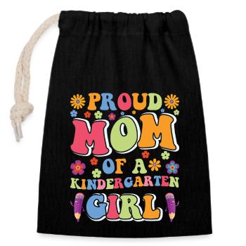 Proud mother of a kindergarten girl! Daughter - Closable cotton gift bag (14x20cm) - black - Front