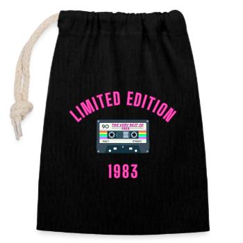 'The very best of 1983' Retro Cassette Limited Ed. - Closable cotton gift bag (14x20cm) - black - Front