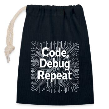 Code Debug Repeat - Software Engineer - Verschließbarer Geschenkbeutel aus Baumwolle (14x20cm) - Navy - Vorne