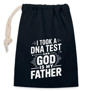 DNA test done, God is my father! Christian - Closable cotton gift bag (14x20cm) - navy - Front