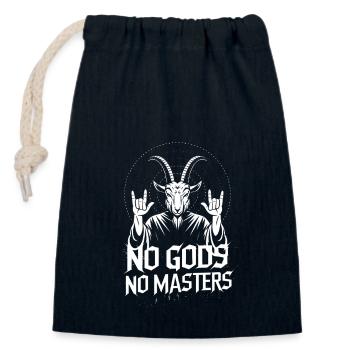No Gods! No Masters! Atheist, Satanist, Religion - Closable cotton gift bag (14x20cm) - navy - Front