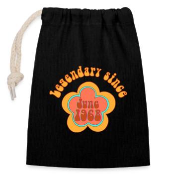 Legendary since June 1968 Birthday Retro - Closable cotton gift bag (14x20cm) - black - Front
