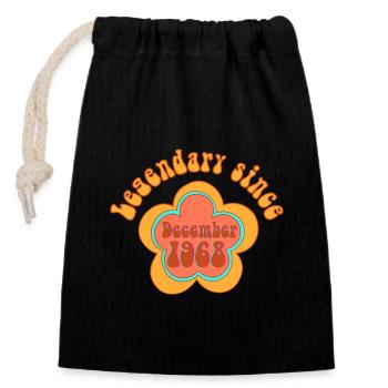 Legendary since December 1968 Birthday Retro - Closable cotton gift bag (14x20cm) - black - Front