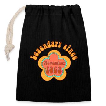 Legendary since November 1968 Birthday Retro - Closable cotton gift bag (14x20cm) - black - Front