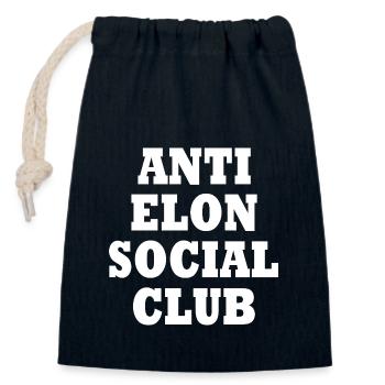 anti elon social club - Verschließbarer Geschenkbeutel aus Baumwolle (14x20cm) - Navy - Vorne