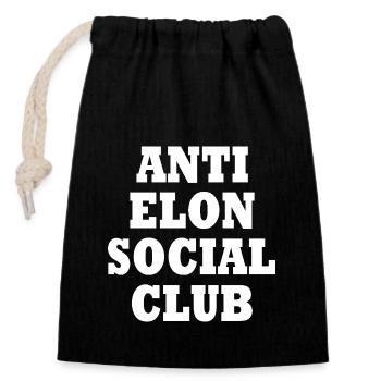 anti elon social club - Closable cotton gift bag (14x20cm) - black - Front