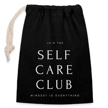 Mindset is everything - Join the Selfcare Club - Verschließbarer Geschenkbeutel aus Baumwolle (14x20cm) - Schwarz - Vorne