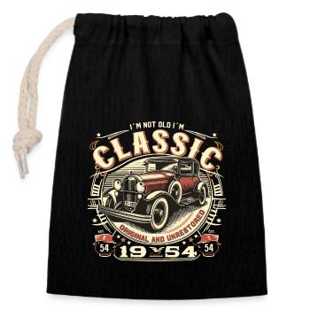 70. Geburtstag Oldtimer 1954 NOT OLD CLASSIC - Verschließbarer Geschenkbeutel aus Baumwolle (14x20cm) - Schwarz - Vorne