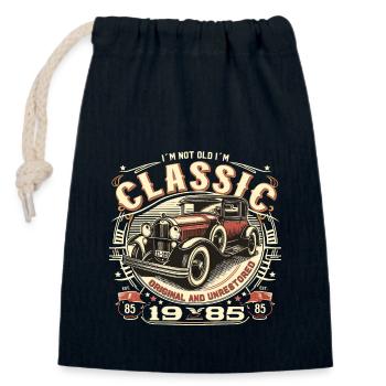40th Birthday Oldtimer 1985 NOT OLD CLASSIC - Closable cotton gift bag (14x20cm) - navy - Front