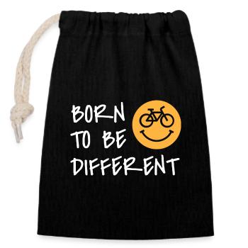 Born to be Different, Cyclists, Bikers - Closable cotton gift bag (14x20cm) - black - Front