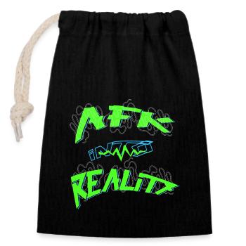 AFK dans la réalité Gamer - Sac cadeau en coton avec cordon (14 x 20 cm) - noir - Devant