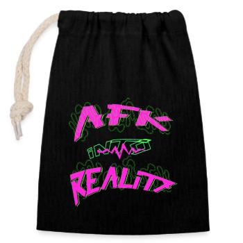 AFK into reality Gamer - Verschließbarer Geschenkbeutel aus Baumwolle (14x20cm) - Schwarz - Vorne