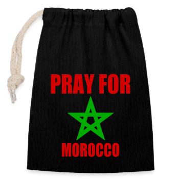 Pray for morocco maroc - Sac cadeau en coton avec cordon (14 x 20 cm) - noir - Devant