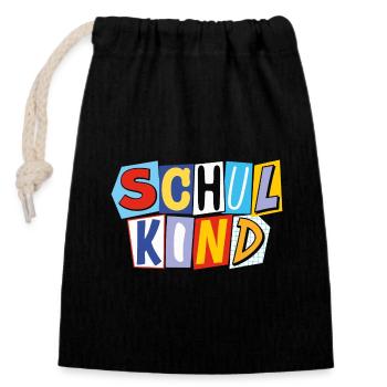 Schulkind 2026 Einschulung Schulanfang - Verschließbarer Geschenkbeutel aus Baumwolle (14x20cm) - Schwarz - Vorne