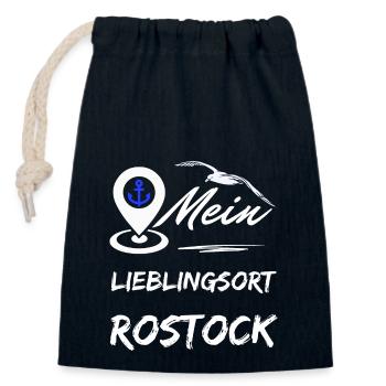 Rostock, mon endroit préféré-la ville hanséatique Rostock-Möwe - Sac cadeau en coton avec cordon (14 x 20 cm) - bleu marine - Devant