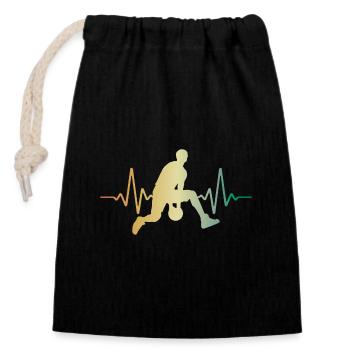 Heartbeat Basketball ECG Pulse - Closable cotton gift bag (14x20cm) - black - Front