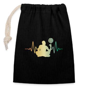 Heartbeat Basketball Pulse ECG - Closable cotton gift bag (14x20cm) - black - Front