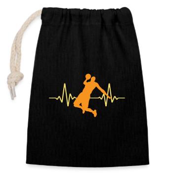 Heartbeat Basketball Pulse ECG | Colors can be changed - Closable cotton gift bag (14x20cm) - black - Front