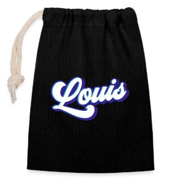 Louis | Farben änderbar - Verschließbarer Geschenkbeutel aus Baumwolle (14x20cm) - Schwarz - Vorne
